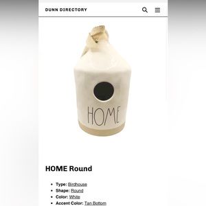 Rae Dunn HOME round birdhouse